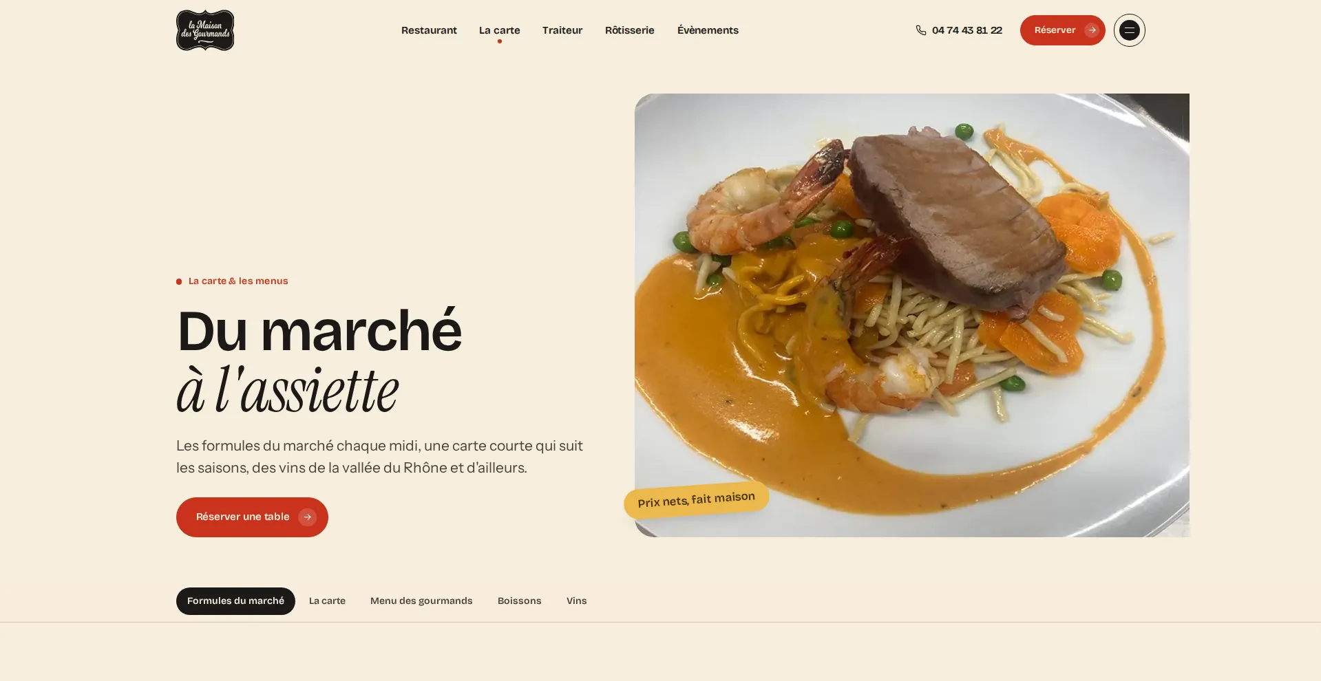 La Maison des Gourmands, la carte et les formules du marché