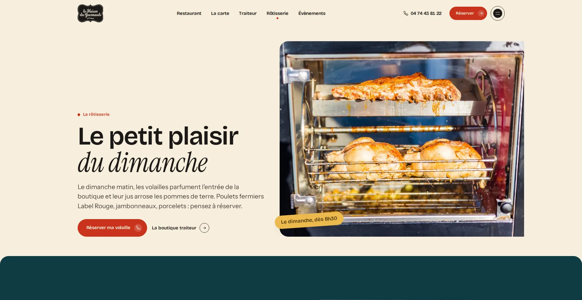 La Maison des Gourmands, page rôtisserie du dimanche