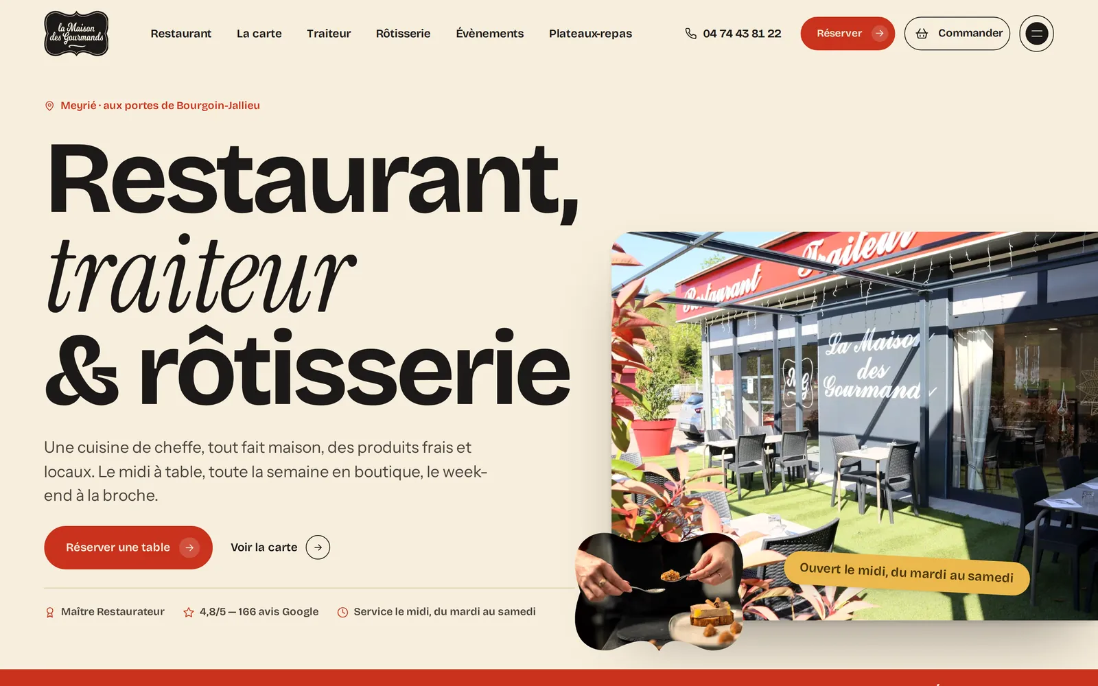 Page d'accueil : restaurant, traiteur et rôtisserie à Meyrié