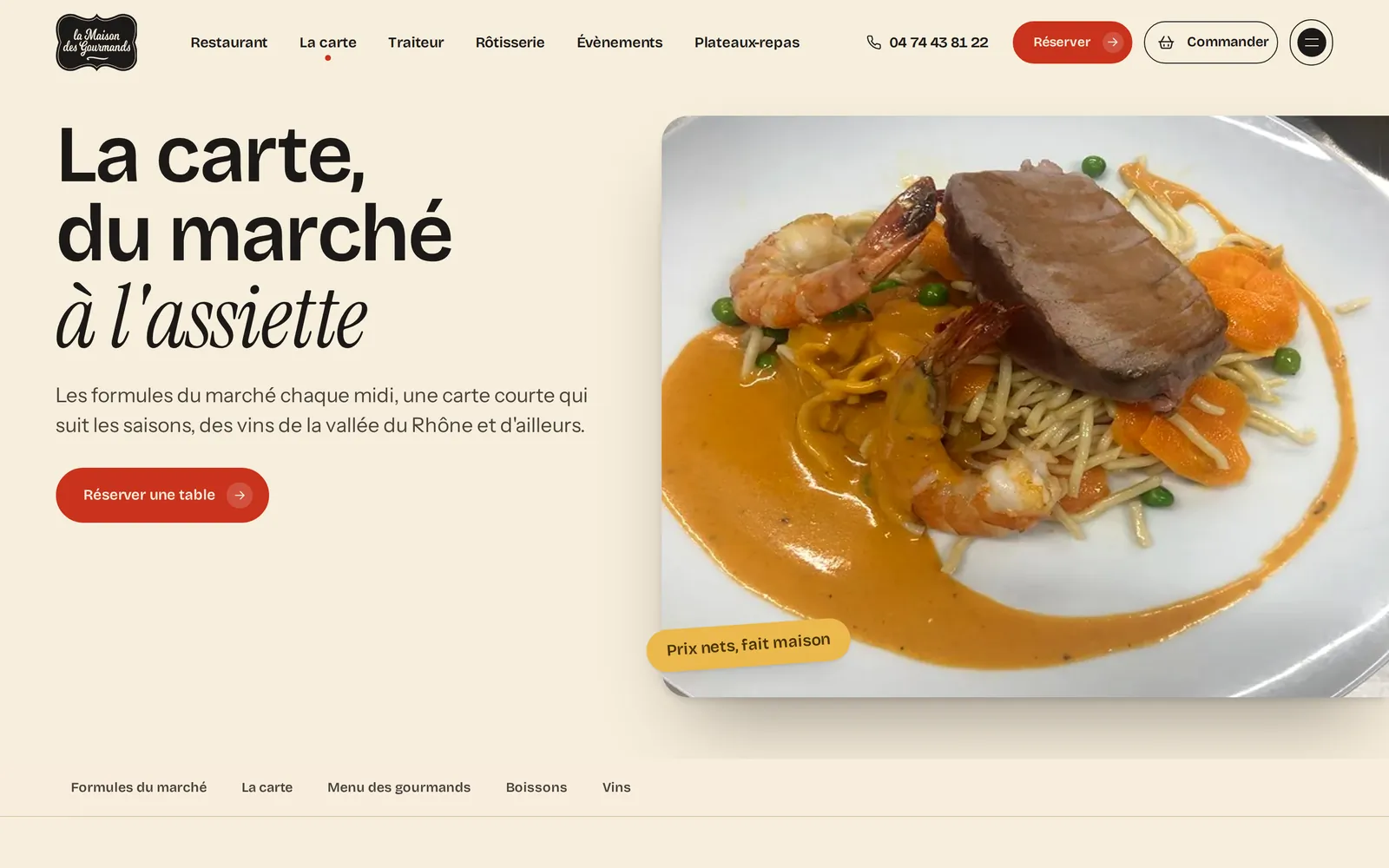 La carte et les formules du marché