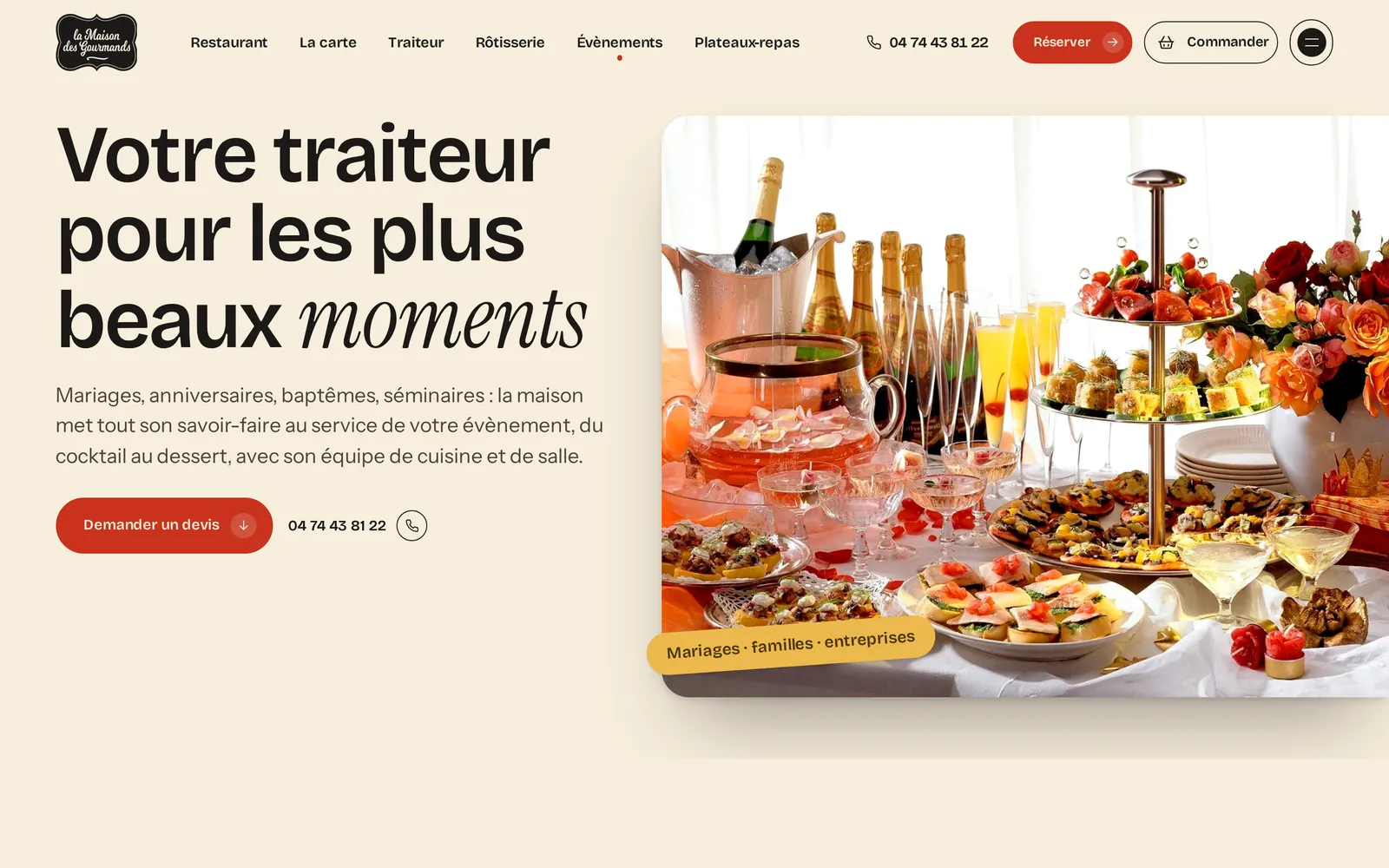 Le traiteur pour les mariages et évènements