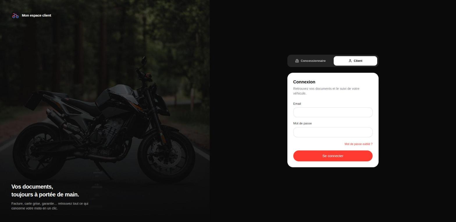 MesFacturesMoto, connexion au portail client