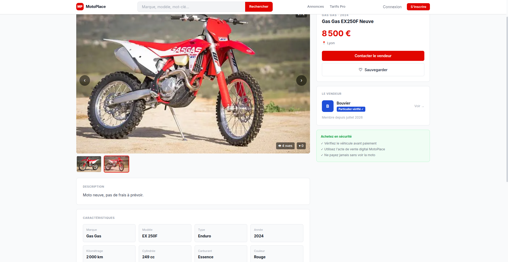 Vente sécurisée sur MotoPlace