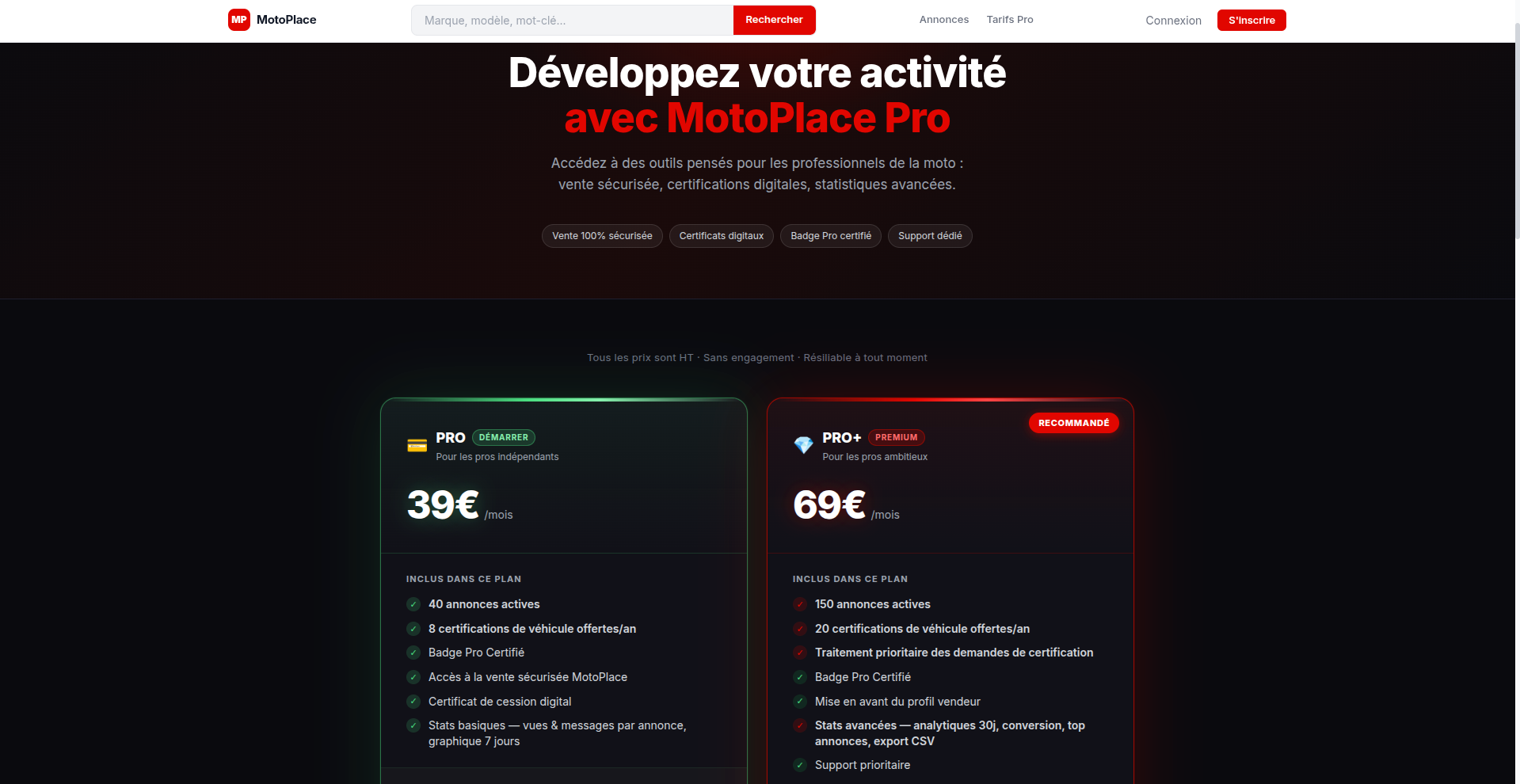 Back-office d'administration et de modération de MotoPlace