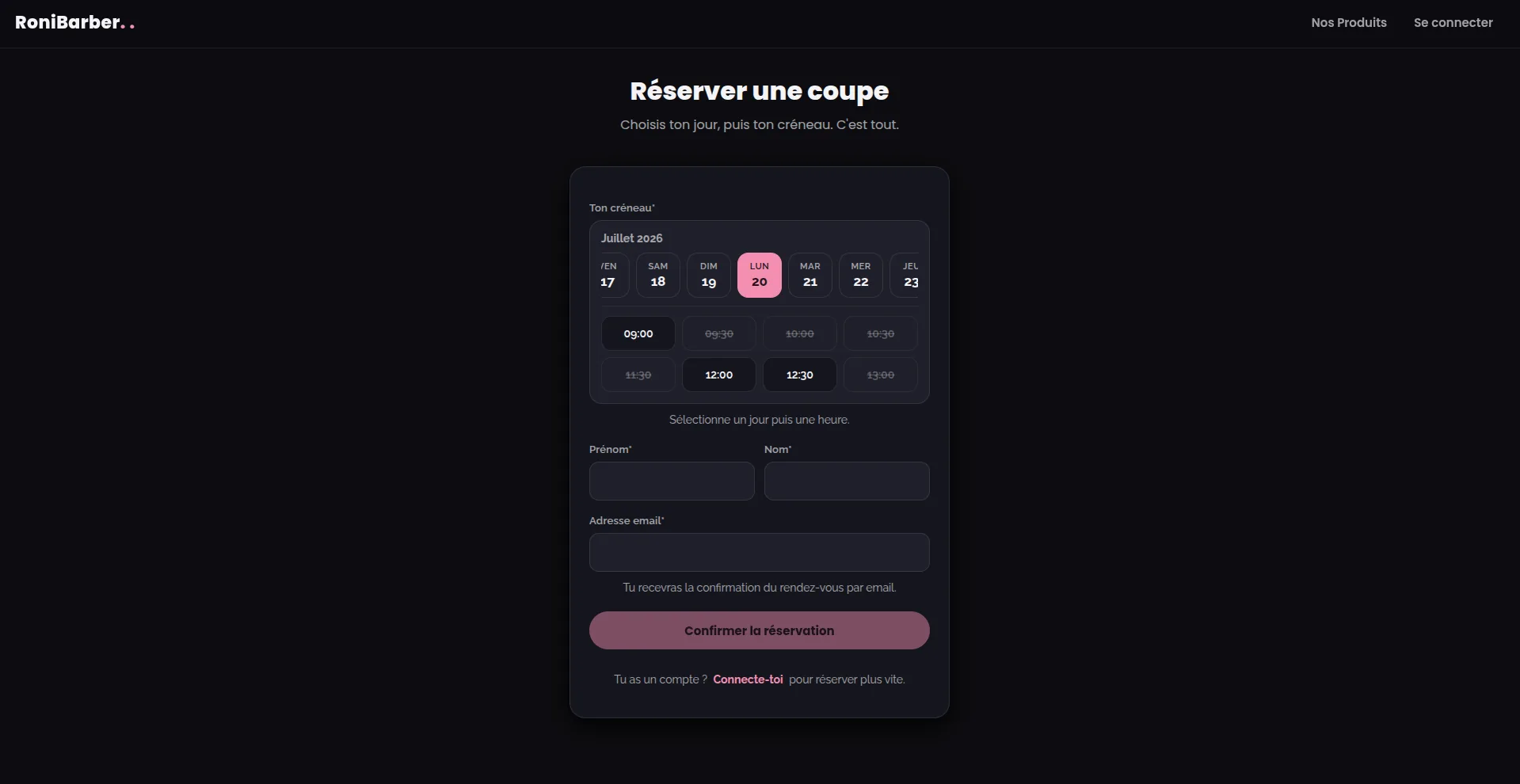 Roni Barber, page produits