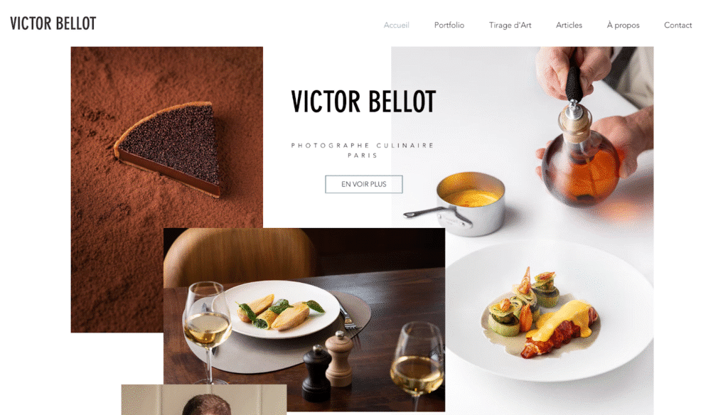 Site vitrine portfolio d'un photographe culinaire