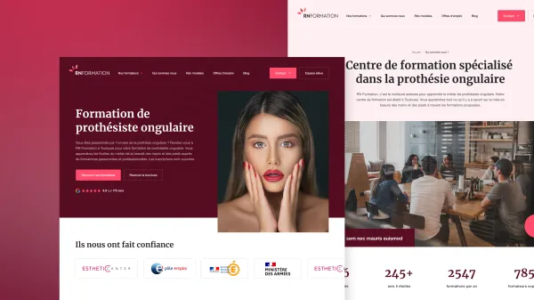 Site vitrine d'un centre de formation en prothésie ongulaire